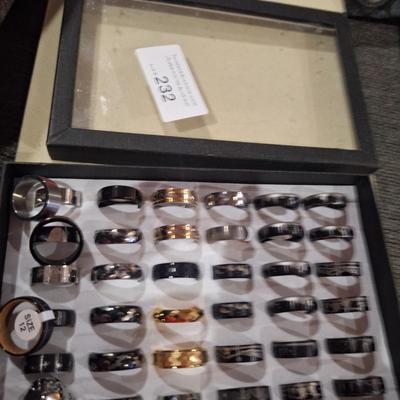 assorted stainless steel and tungsten rings