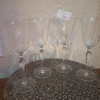 clear crystal wine glasses with etched design