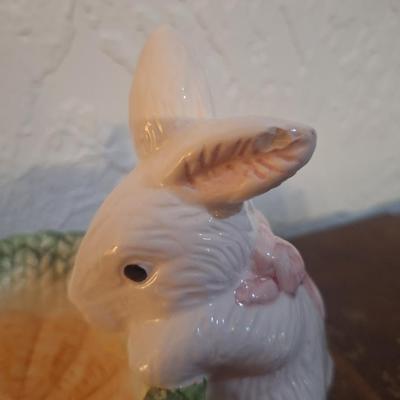 Ceramic easter bunny dish, small chip on ear