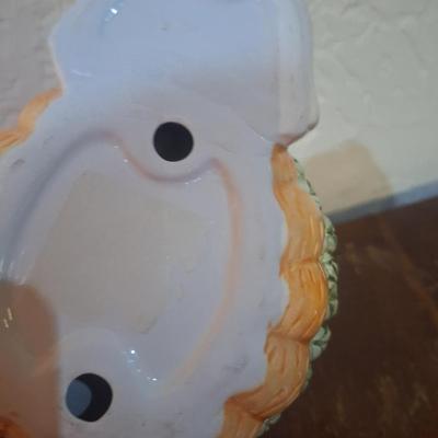 Ceramic easter bunny dish, small chip on ear