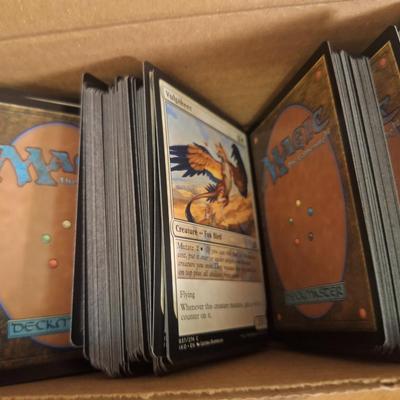 box of Magic the Gathering trading cards.