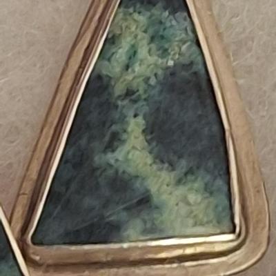 Kukio handmade earrings with blue and green stones 