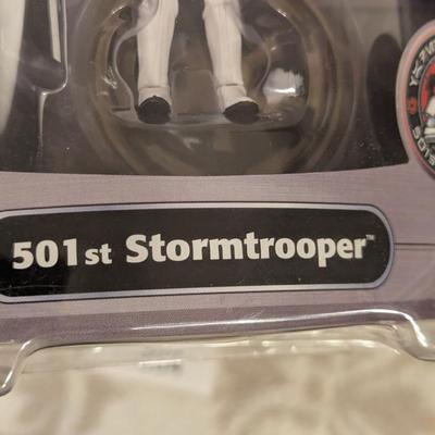 Star Wars 501st Stormtrooper (Vader's Fist) action figure, an exclusive collectible from 2006. 