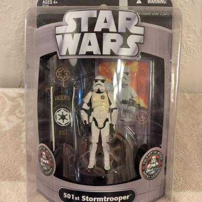 Star Wars 501st Stormtrooper (Vader's Fist) action figure, an exclusive collectible from 2006. 
