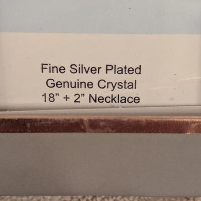 Believe by Brilliance Women's Fine Silver Plated Oval Crystal Necklace with an 18" chain