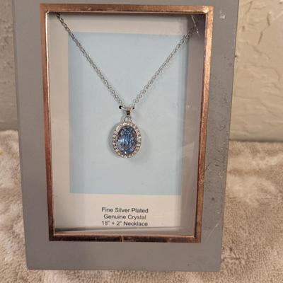 Believe by Brilliance Women's Fine Silver Plated Oval Crystal Necklace with an 18" chain