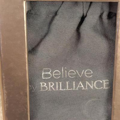 Believe by Brilliance Women's Fine Silver Plated Oval Crystal Necklace with an 18" chain