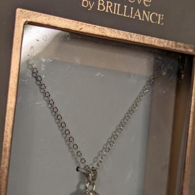 Believe by Brilliance Women's Fine Silver Plated Oval Crystal Necklace with an 18" chain