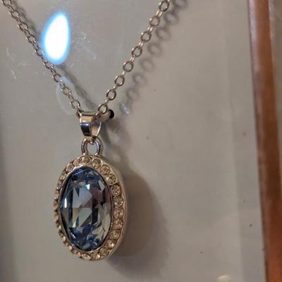 Believe by Brilliance Women's Fine Silver Plated Oval Crystal Necklace with an 18" chain