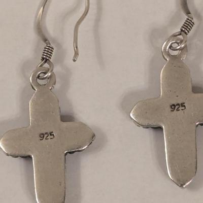Sterling silver cross earrings