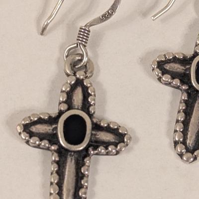 Sterling silver cross earrings