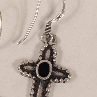Sterling silver cross earrings