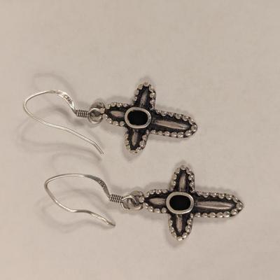 Sterling silver cross earrings