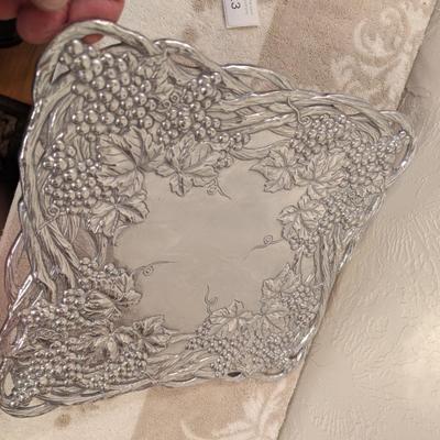 vintage Arthur Court 12-inch square serving tray from the 1993 "Grapevine Winery" collection. Box included