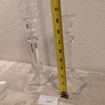 MVSL val St. lambert Gardienia heavy lead crystal candlesticks