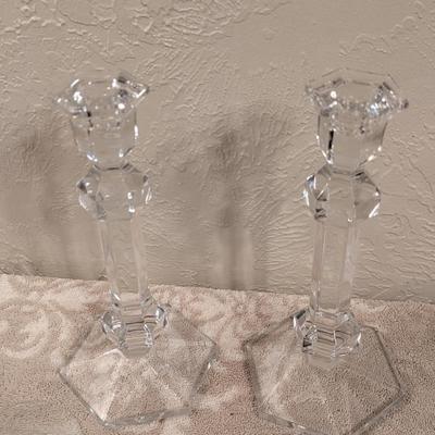 MVSL val St. lambert Gardienia heavy lead crystal candlesticks