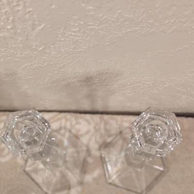 MVSL val St. lambert Gardienia heavy lead crystal candlesticks