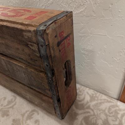 vintage wooden Pepsi-Cola bottle crate likely from 50s or 60s