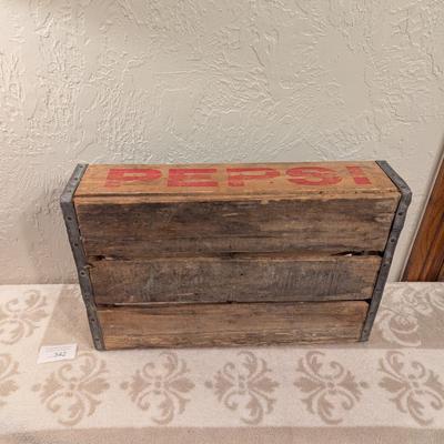 vintage wooden Pepsi-Cola bottle crate likely from 50s or 60s