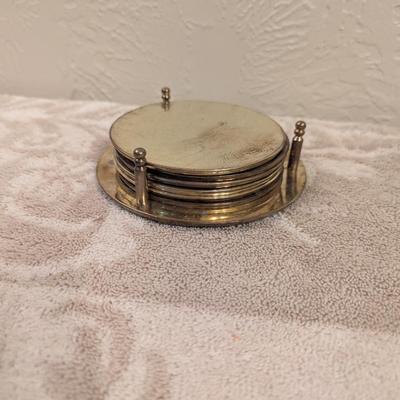 Vintage set of 6 coasters and holder
