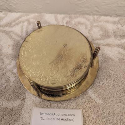 Vintage set of 6 coasters and holder