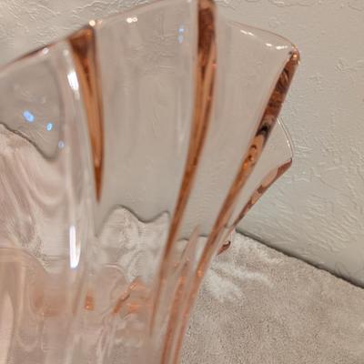 Vintage pink or peach swung glass vase 