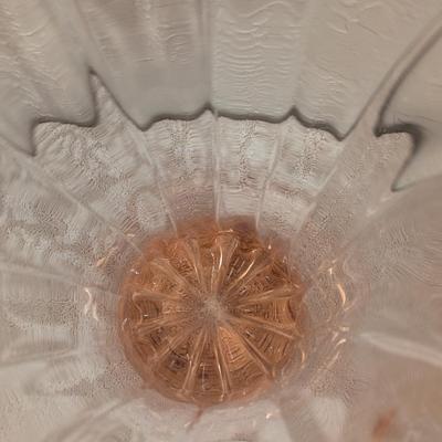 Vintage pink or peach swung glass vase 