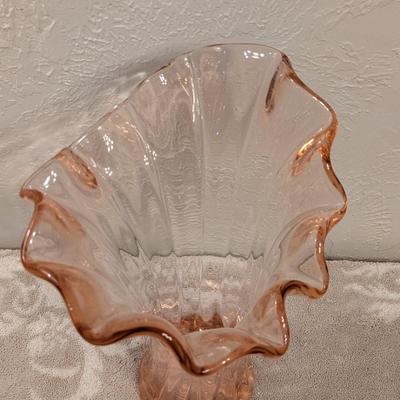 Vintage pink or peach swung glass vase 