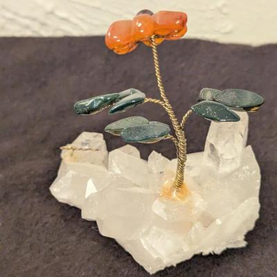 hand made flower on a piece of quartz