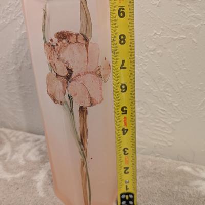 vintage Daum Nancy art glass vase with a floral design,