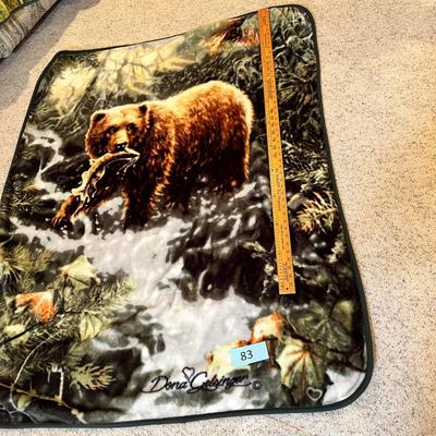 Lot 83 Bear fishing fleece throw