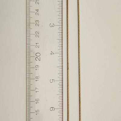 Sale Photo Thumbnail #314: This lot is for a petite Jade & Pink Stone Necklace.  The chain is not marked and appears to be a gold-toned metal.