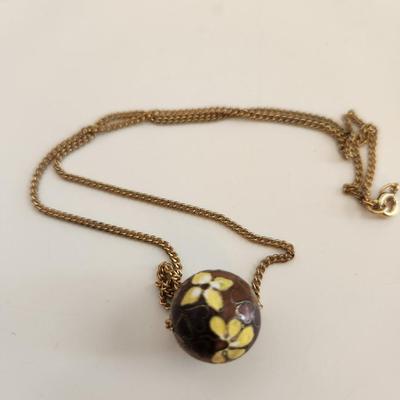 Sale Photo Thumbnail #396: This lot is for a Cloisonne Ball on Chain.  This unique necklace is handsome in its simplicity.  Chain is not marked.