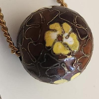 Sale Photo Thumbnail #400: This lot is for a Cloisonne Ball on Chain.  This unique necklace is handsome in its simplicity.  Chain is not marked.