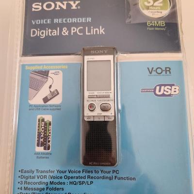 Sale Photo Thumbnail #428: This lot is for a barely used Sony Voice Recorder.  This is a model ICD-P320.  Google it for full details of its capabilities.  In original packaging with all the information included.