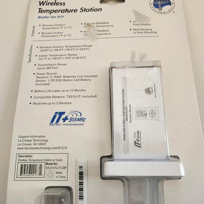 Sale Photo Thumbnail #434: This lot is for a Wireless Temperature Station.  This is a La Crosse Technology Model 9121.  It is new and has not been taken from its original packaging.  Fun item for your favorite weather freak.