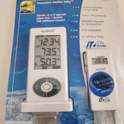 Sale Photo Thumbnail #432: This lot is for a Wireless Temperature Station.  This is a La Crosse Technology Model 9121.  It is new and has not been taken from its original packaging.  Fun item for your favorite weather freak.