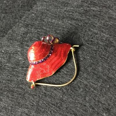 Red hat society brooch