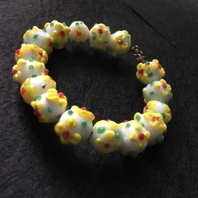Yellow flower vintage handmade bracelet