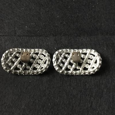 Silver tone rhinestone shoe clips vintage