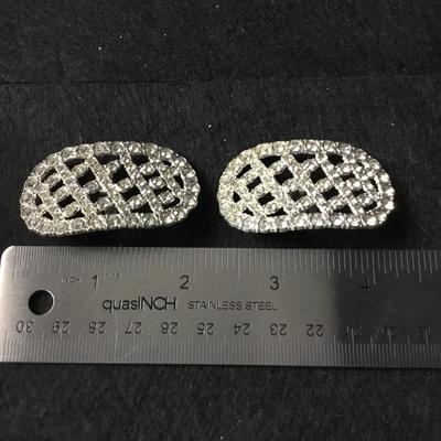 Silver tone rhinestone shoe clips vintage