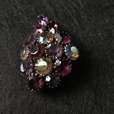 Purple gemstone type vintage brooch