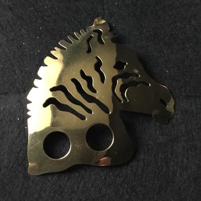 Large zebra unmarked gold tone pin