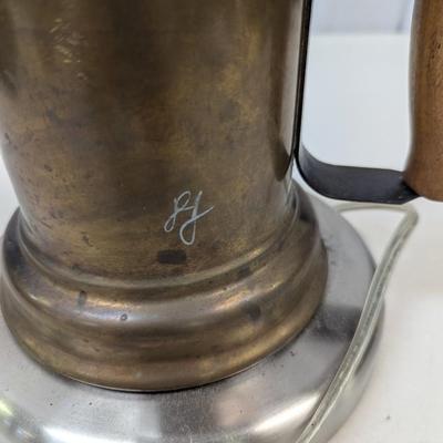 Vintage Brass Blow Torch Tool w/ Wood Handle Lamp