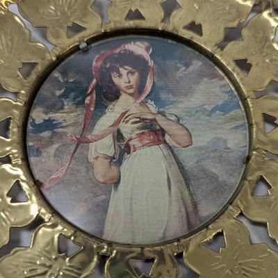 Vintage 1950's Framed Lithograph Art Prints Gold Tone Butterfly Frames