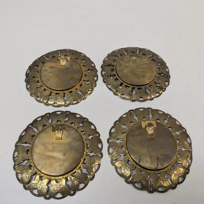 Vintage 1950's Framed Lithograph Art Prints Gold Tone Butterfly Frames