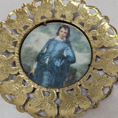 Vintage 1950's Framed Lithograph Art Prints Gold Tone Butterfly Frames