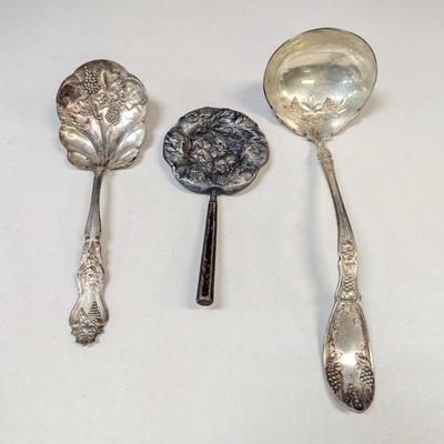 3 Marked Spoons - Antique Wm A. Rogers Silver Plate Grapes Spoon - ABCO Silver Plate Spoon & 1 Unknown Mark
