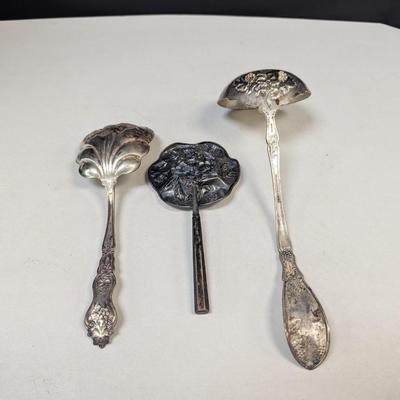 3 Marked Spoons - Antique Wm A. Rogers Silver Plate Grapes Spoon - ABCO Silver Plate Spoon & 1 Unknown Mark