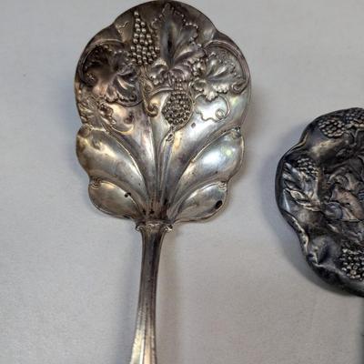 3 Marked Spoons - Antique Wm A. Rogers Silver Plate Grapes Spoon - ABCO Silver Plate Spoon & 1 Unknown Mark